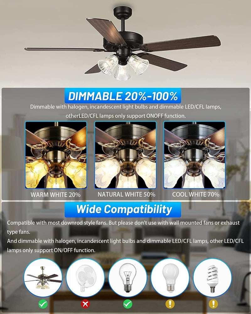 Smekitlly Small Size Universal Ceiling Fan Remote Control Kit, 3 Speed Control with Light Dimming, Mini Receiver Replacement for Hampton Bay/Hunter/Harbor Breeze/Westinghouse/Honeywell and More - Image 4